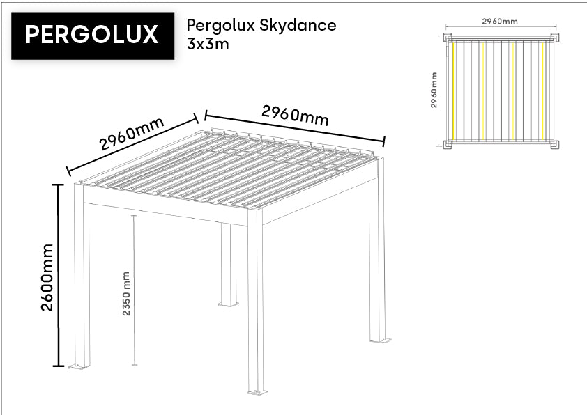 Pergolux skydance 3x3 mål